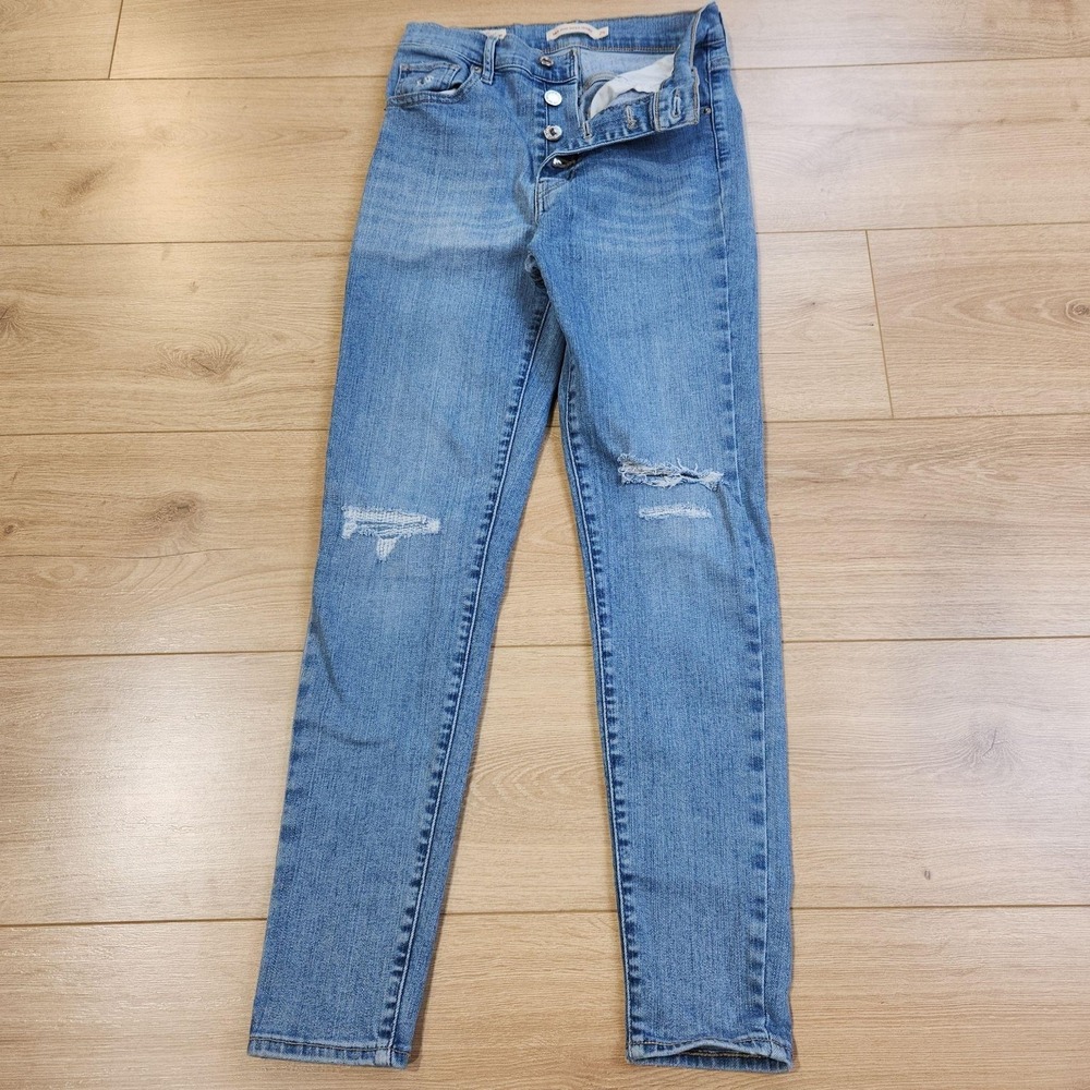 Levis Premium Mile High Super Skinny Jeans Womens 25 Light Blue High Rise Denim